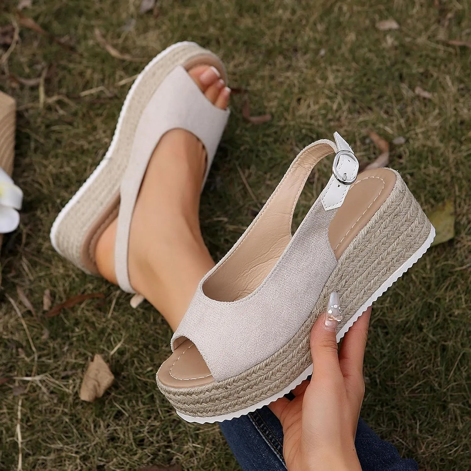Summer Sandals for Women 2025 Orthopedic Open Toe Platform Sandal Womens Wedges Heels Dressy Walking Slippers with Arch Support Wedge Ankle Strap Casual Comfortable