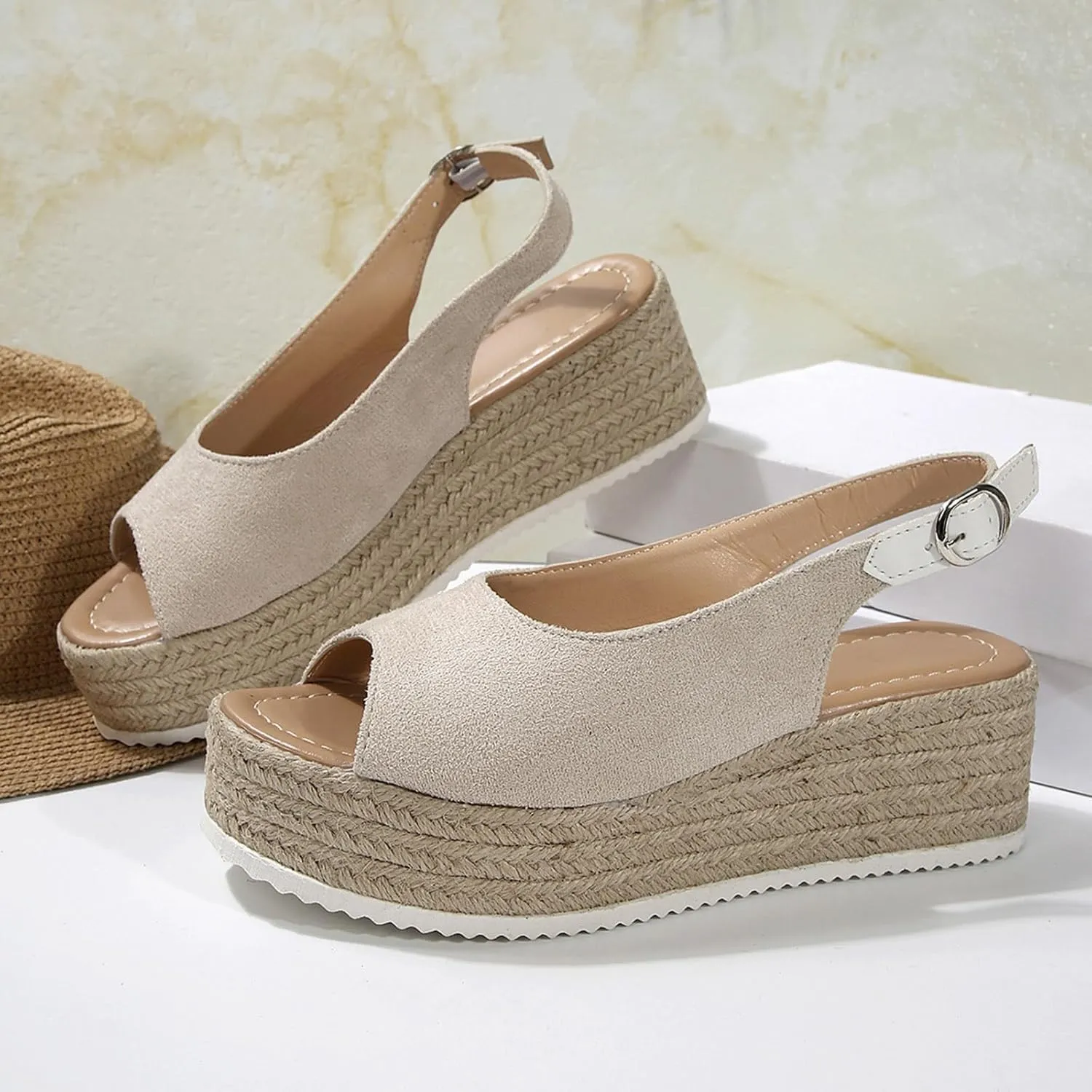Summer Sandals for Women 2025 Orthopedic Open Toe Platform Sandal Womens Wedges Heels Dressy Walking Slippers with Arch Support Wedge Ankle Strap Casual Comfortable