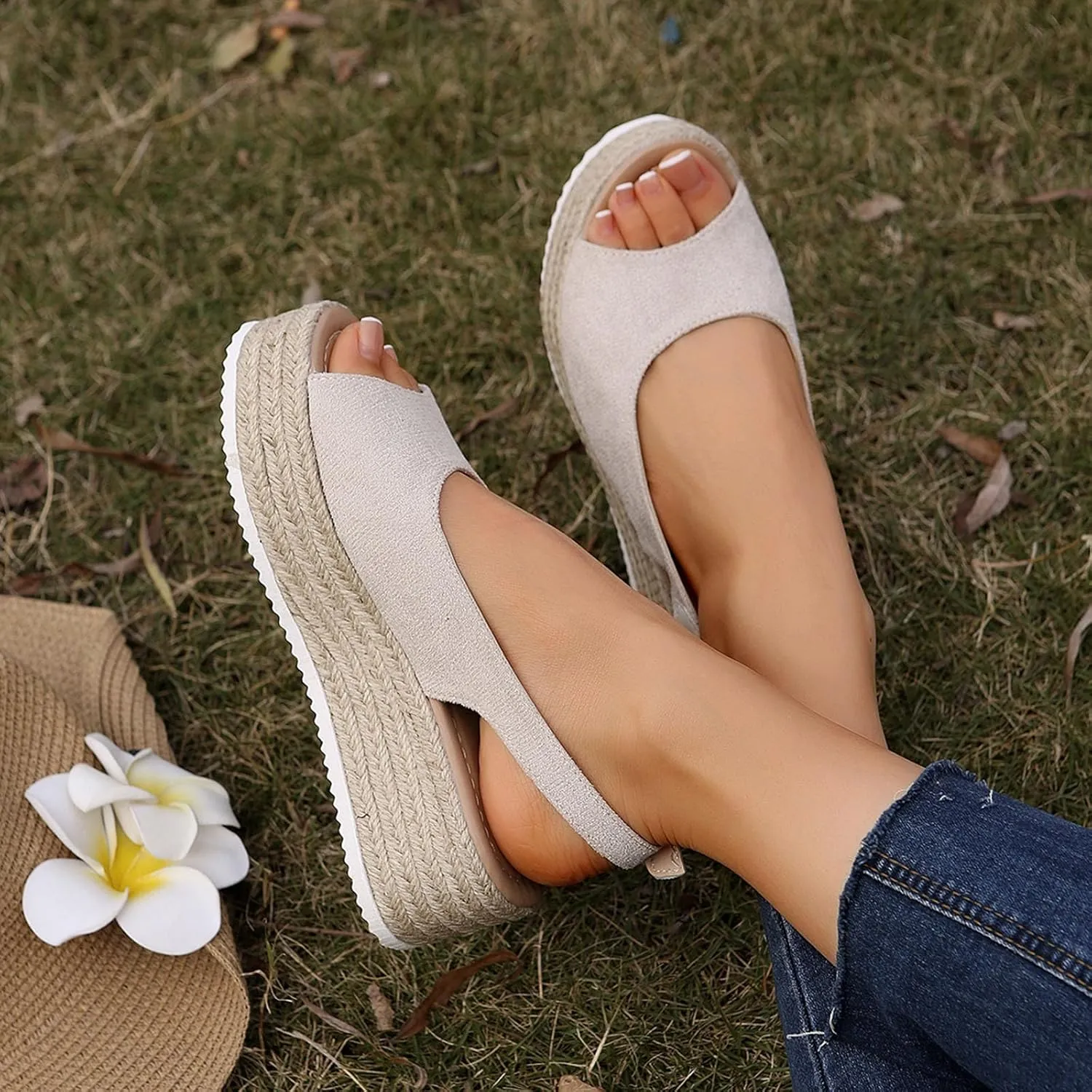 Summer Sandals for Women 2025 Orthopedic Open Toe Platform Sandal Womens Wedges Heels Dressy Walking Slippers with Arch Support Wedge Ankle Strap Casual Comfortable