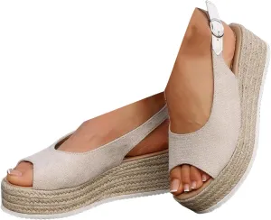 Summer Sandals for Women 2025 Orthopedic Open Toe Platform Sandal Womens Wedges Heels Dressy Walking Slippers with Arch Support Wedge Ankle Strap Casual Comfortable