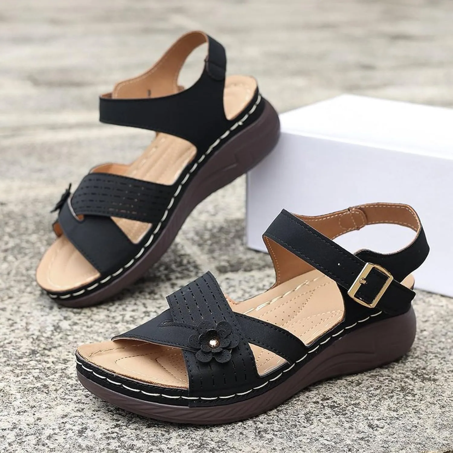 Summer Sandals for Women 2025 Trendy Comfortable Dressy Wedge Sandal Walking Wedges Casual Platform with Adjustable Hook Loop Orthopedic Shoes