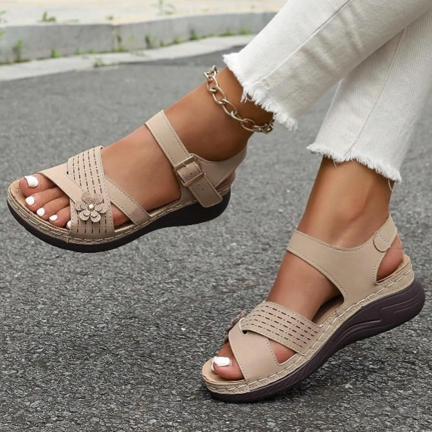 Summer Sandals for Women 2025 Trendy Comfortable Dressy Wedge Sandal Walking Wedges Casual Platform with Adjustable Hook Loop Orthopedic Shoes