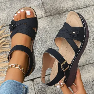 Summer Sandals for Women 2025 Trendy Comfortable Dressy Wedge Sandal Walking Wedges Casual Platform with Adjustable Hook Loop Orthopedic Shoes
