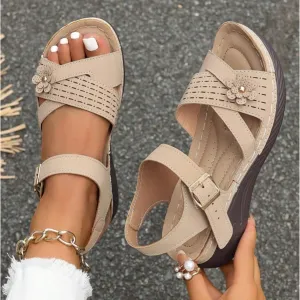 Summer Sandals for Women 2025 Trendy Comfortable Dressy Wedge Sandal Walking Wedges Casual Platform with Adjustable Hook Loop Orthopedic Shoes