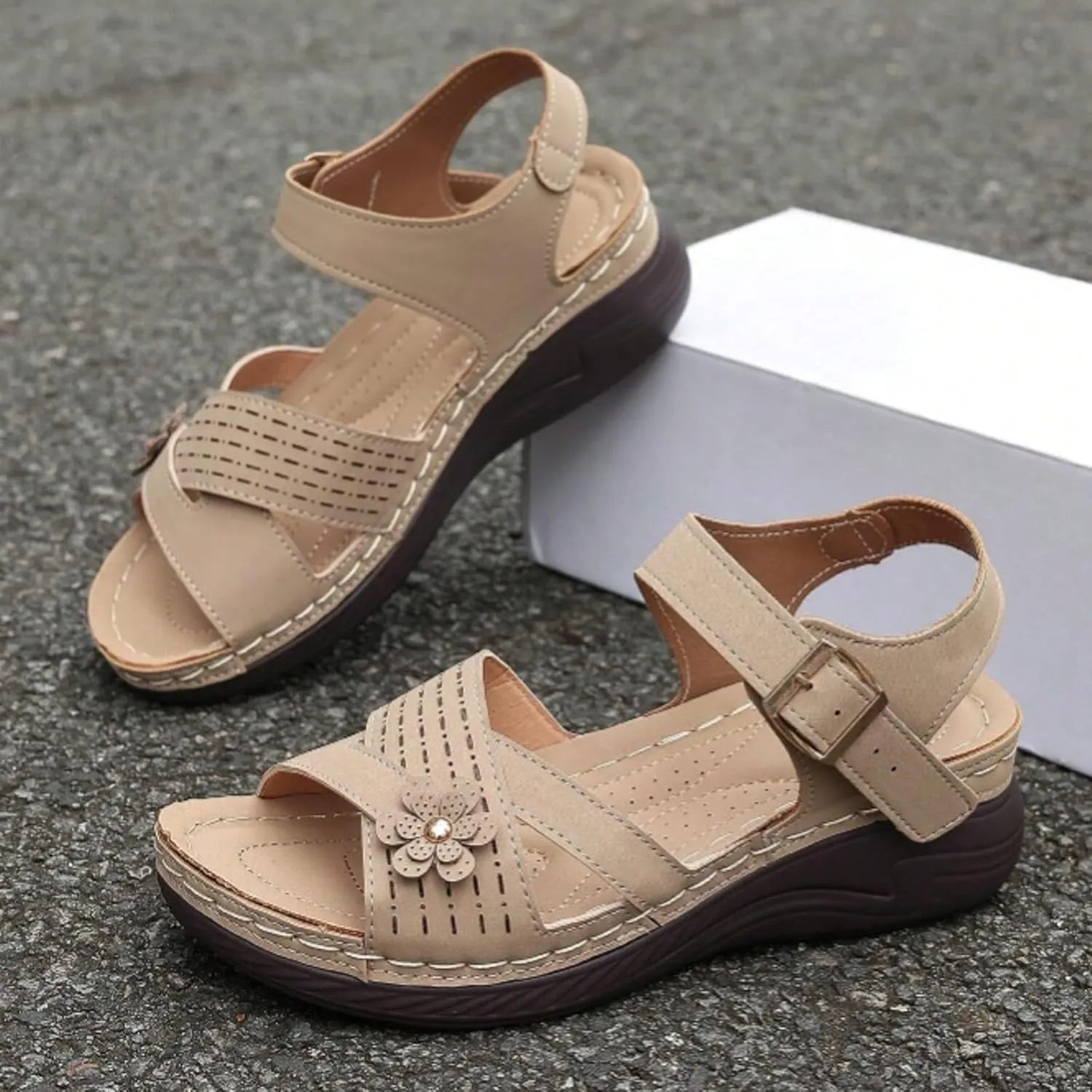 Summer Sandals for Women 2025 Trendy Comfortable Dressy Wedge Sandal Walking Wedges Casual Platform with Adjustable Hook Loop Orthopedic Shoes