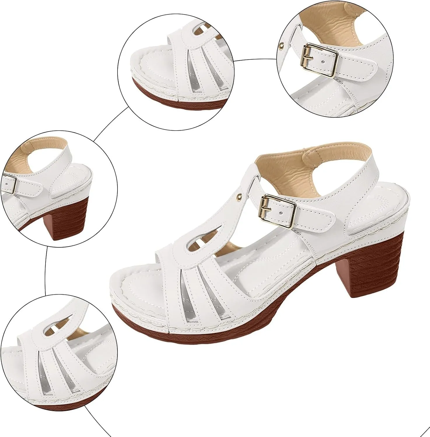 Summer Wedge Sandals for Women Dressy Arch Support Comfortable Beach Walking Shoes Buckle Ankle Strap Sandals Open Toe Platform Sandals Casual Outdoor Shoes for Women Dressy