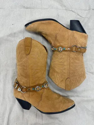 Tan Suede   Silver Buckle Boots