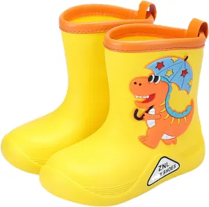 Toddler Dinosaur Rain Boots Waterproof Rubber Kids Rain Boots for Girls Boys Outdoor Non Slip Soft Boots for Size 8