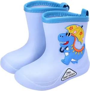 Toddler Dinosaur Rain Boots Waterproof Rubber Kids Rain Boots for Girls Boys Outdoor Non Slip Soft Boots for Size 8