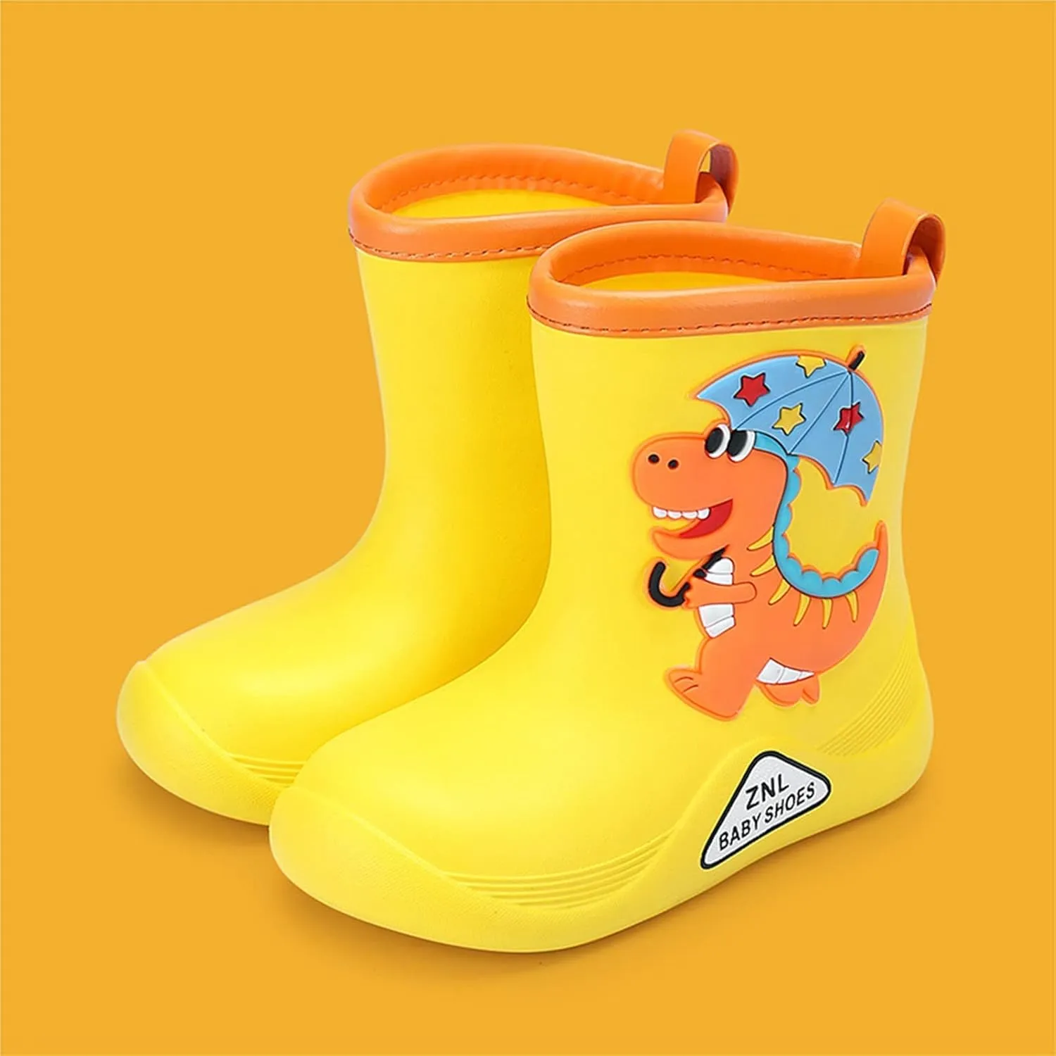Toddler Dinosaur Rain Boots Waterproof Rubber Kids Rain Boots for Girls Boys Outdoor Non Slip Soft Boots for Size 8