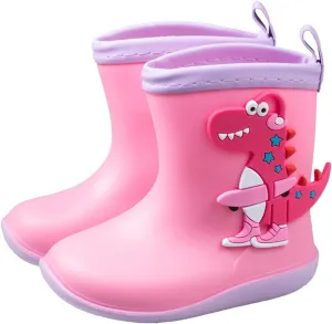 Toddler Dinosaurs Print Rain Boots Waterproof Rubber Rain Boots Non Slip Children Water Shoes Slip On Mud Boots