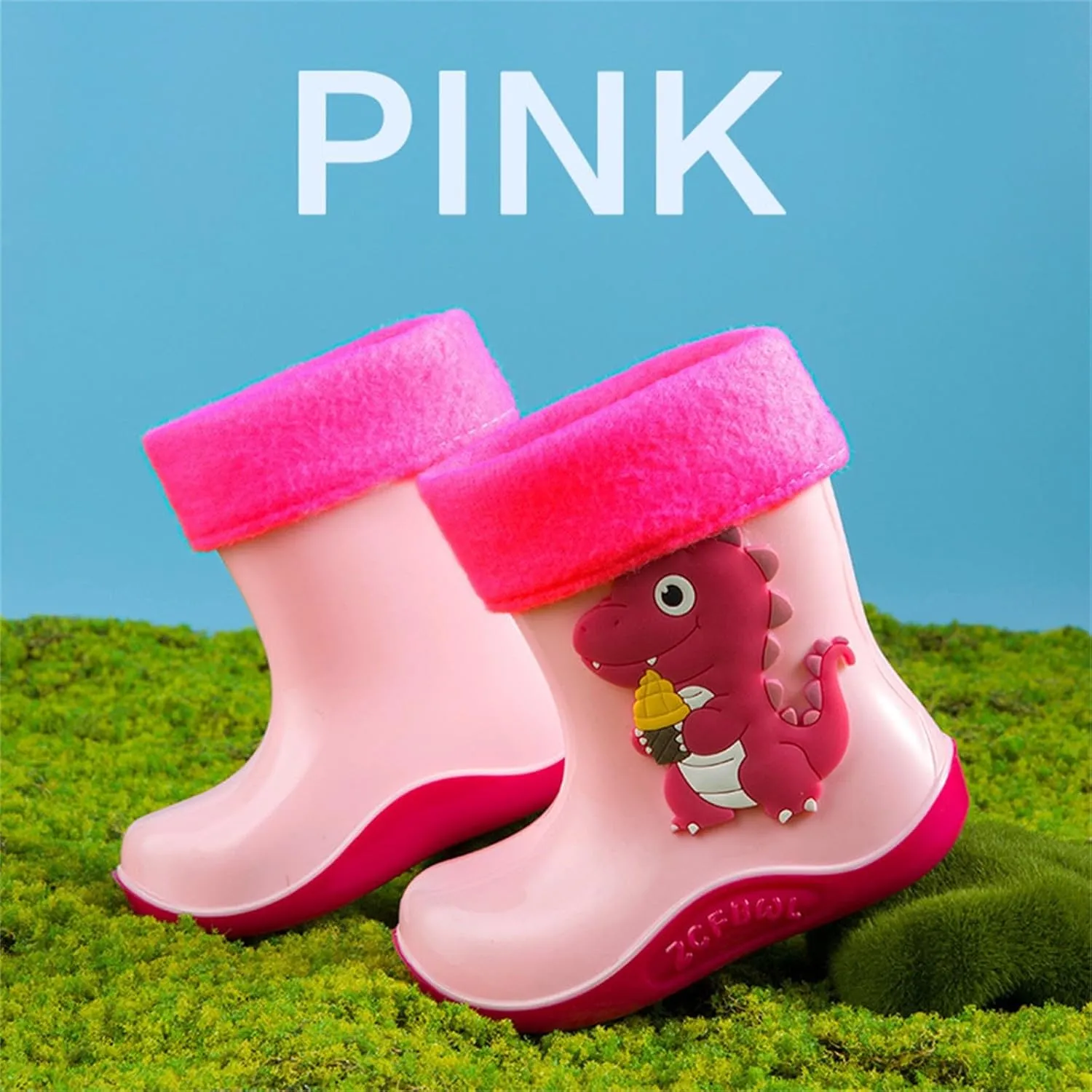 Toddler Kids Cartoon Dinosaurs Print Rain Boots Non Slip Water Shoes Fashion Casual Rain Boots for Boys Girls