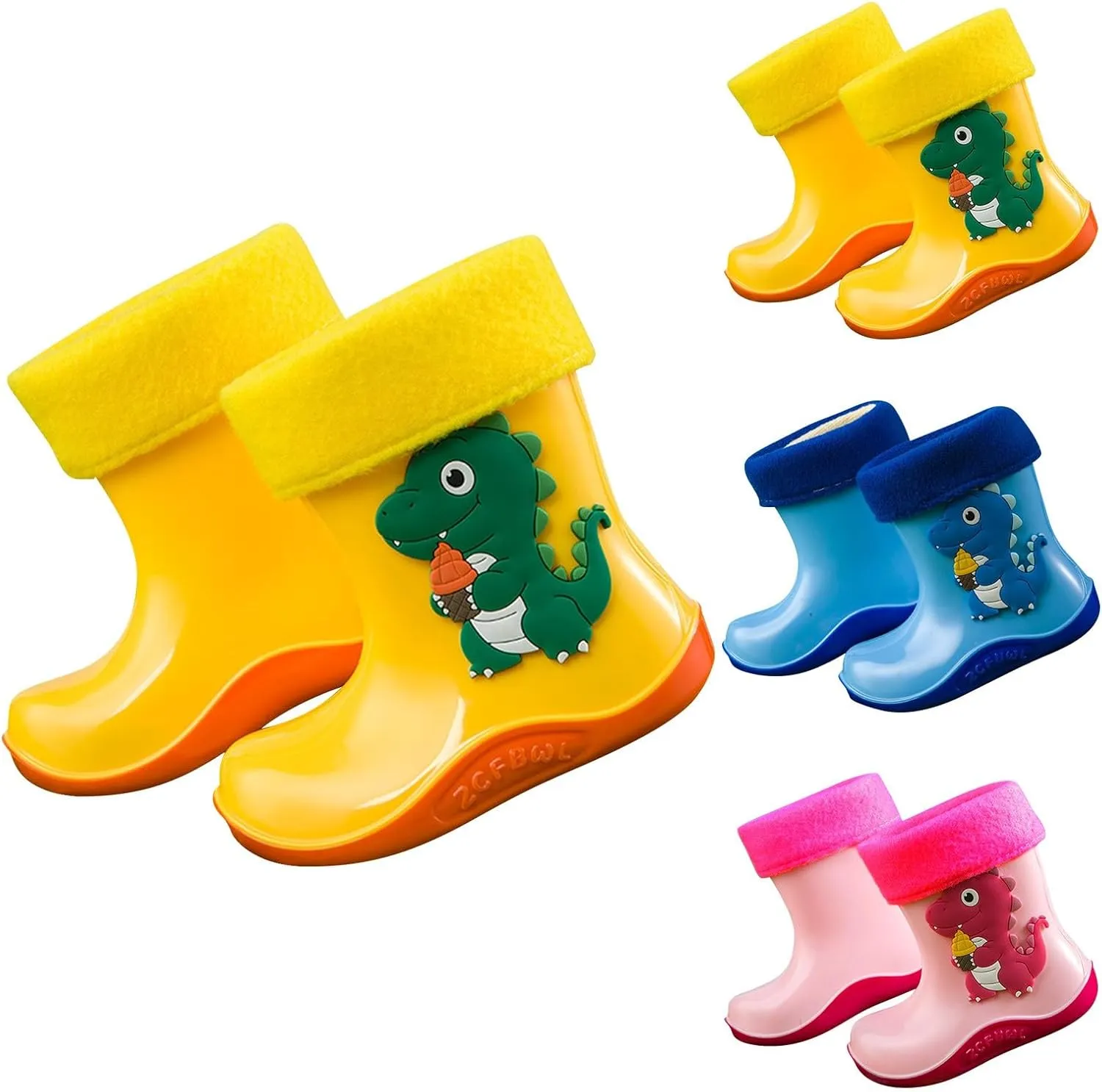 Toddler Kids Cartoon Dinosaurs Print Rain Boots Non Slip Water Shoes Fashion Casual Rain Boots for Boys Girls