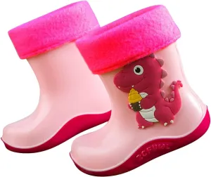 Toddler Kids Cartoon Dinosaurs Print Rain Boots Non Slip Water Shoes Fashion Casual Rain Boots for Boys Girls
