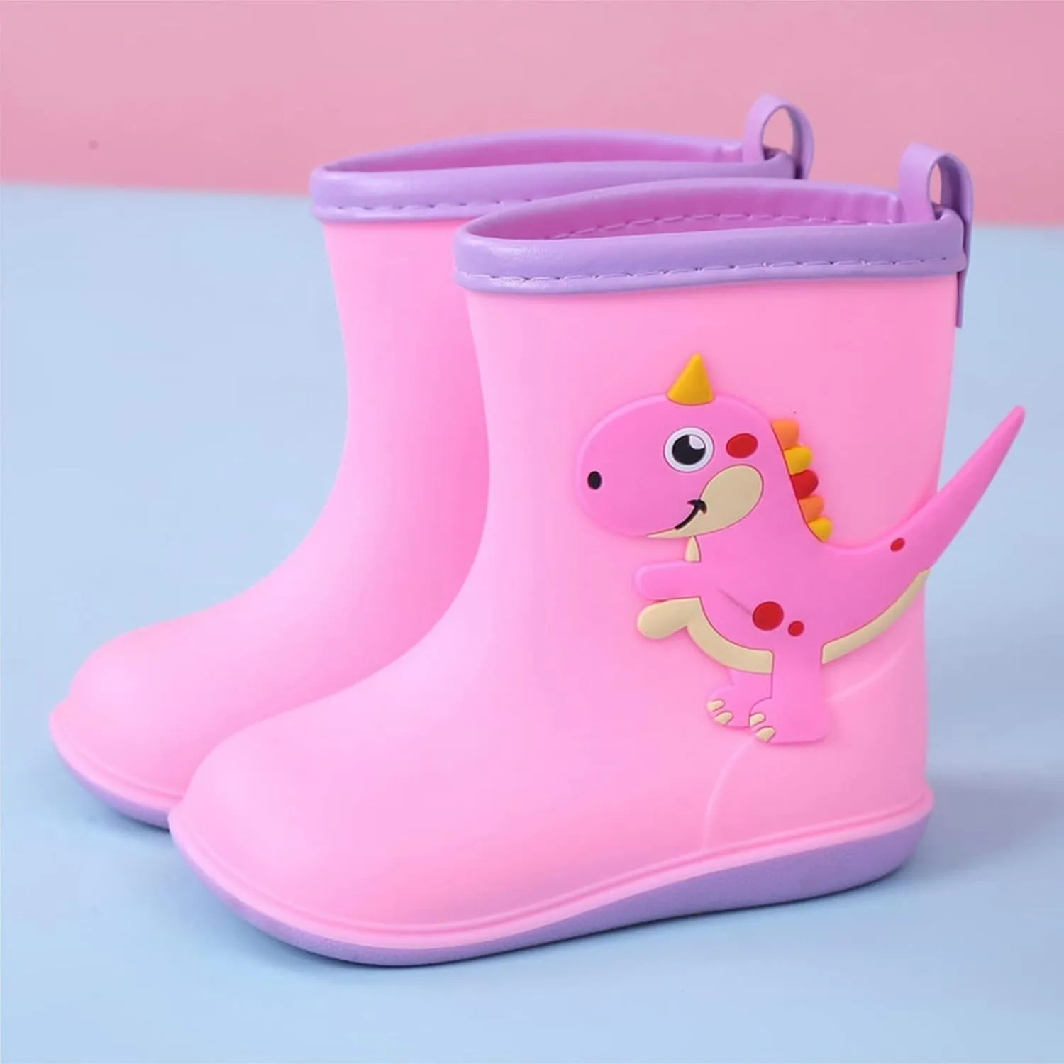 Toddler Kids Rain Boots Shoes Boys Girls Water Shoes Baby Cute Cartoon Dinosaur Print Rain Boots