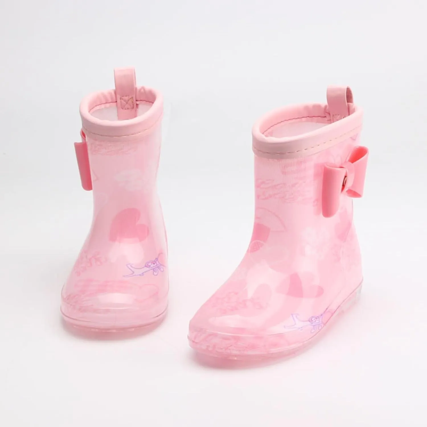 Toddler Kids Rain Boots Short Cute Rainbow Bow Rain Boots Baby Easy On Lightweight Fashion Casual Rain Boots