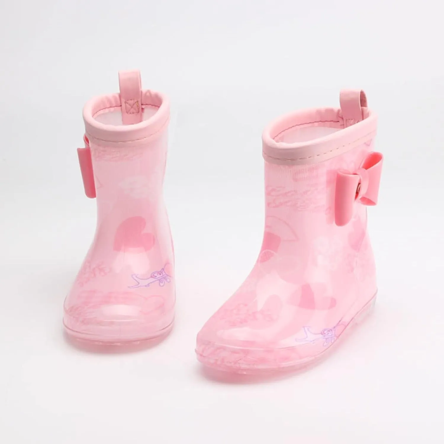 Toddler Kids Rain Boots Short Cute Rainbow Bow Rain Boots Baby Easy On Lightweight Fashion Casual Rain Boots