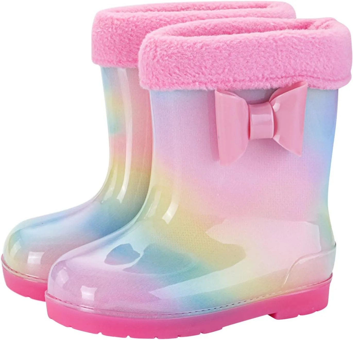 Toddler Kids Rain Boots with Cute Bow Waterproof Rubber Boots for Girls Boys Tie Dye Girls Boots Size 2 Big Kid