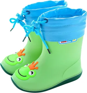 Toddler-Kids Waterproof Light Up Rain Boots Patterns and Glitter Boots with Handles for Boys and Girls