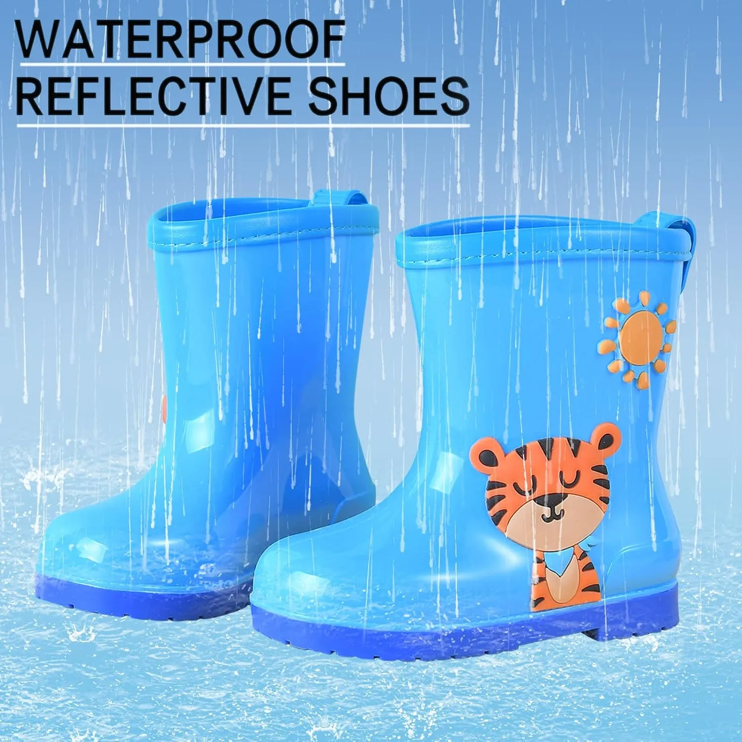 Toddler Rain Boots Baby Rain Boots Short Rain Boots for Toddler Easy-on Cute Lightweight aterproof Non Girls Heels
