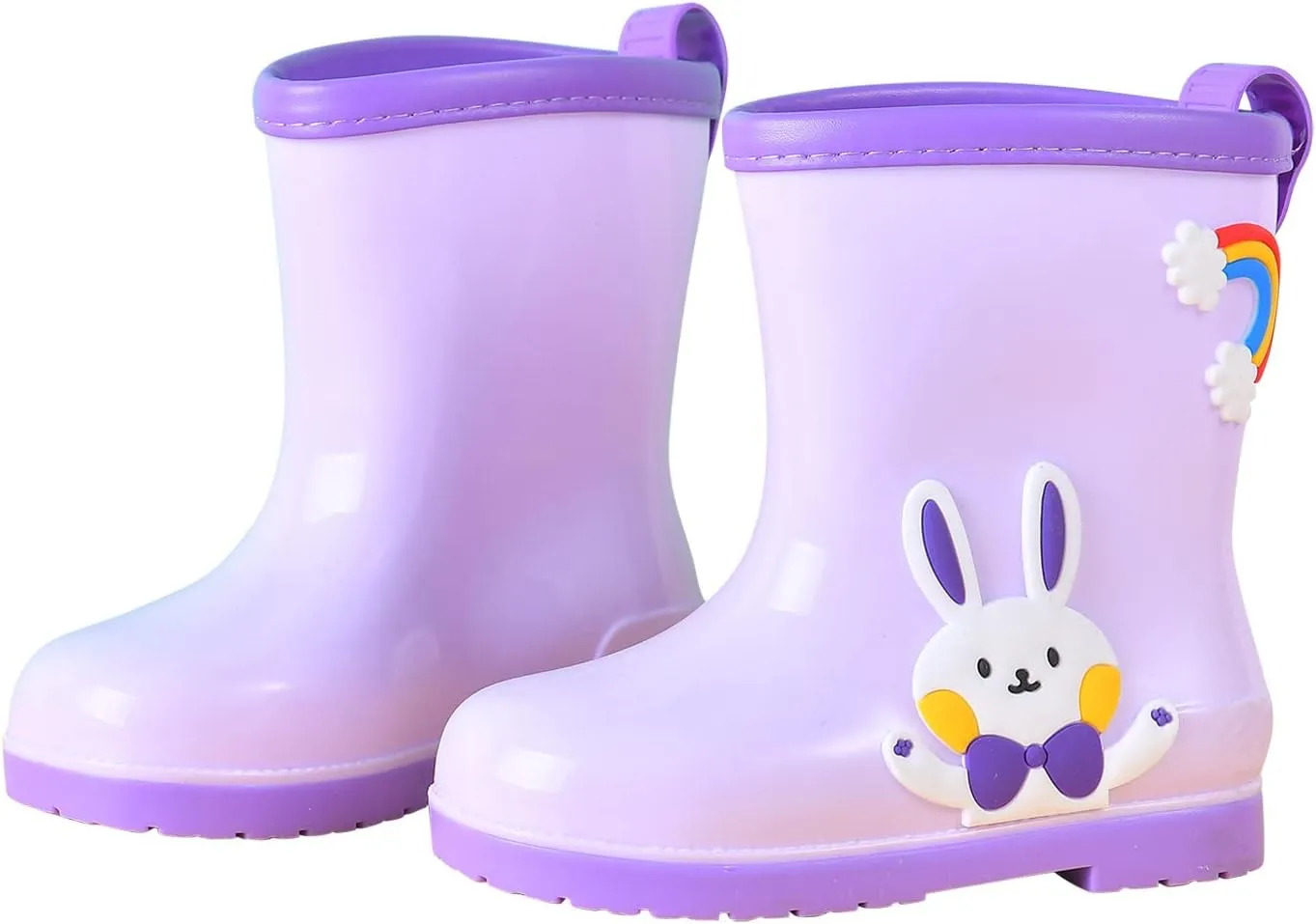 Toddler Rain Boots Baby Rain Boots Short Rain Boots for Toddler Easy-on Cute Lightweight Waterproof Non Slip Boot