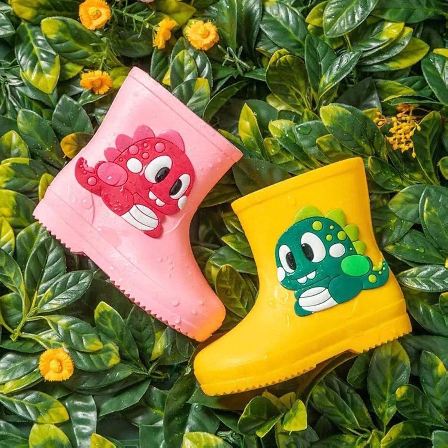 Toddler Rain Boots for Boys Girls Waterproof Baby Kids Rain Boots with Easy-on Big Kids Rain Boots Waterproof