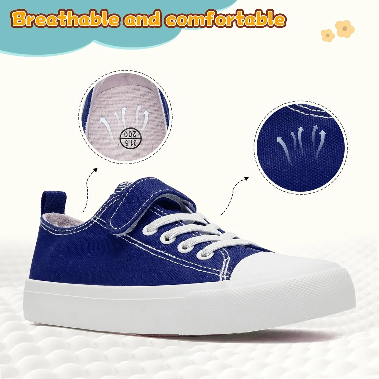 Toddler Shoes for Boys Girls, Kids Canvas Sneakers Classic Adjustable Strap Lace Up Comfortable Lightweight Running Walking Casual Shoes