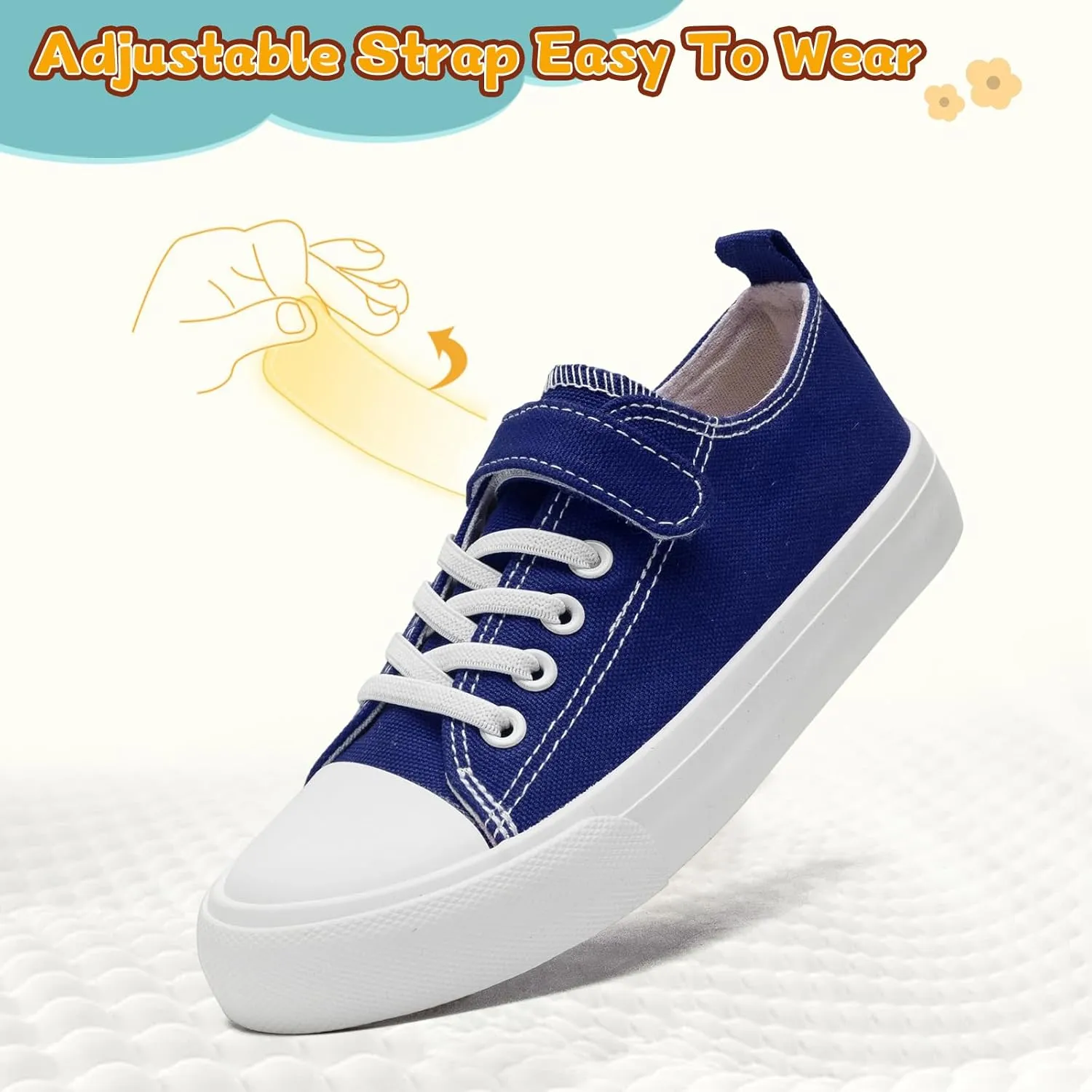 Toddler Shoes for Boys Girls, Kids Canvas Sneakers Classic Adjustable Strap Lace Up Comfortable Lightweight Running Walking Casual Shoes