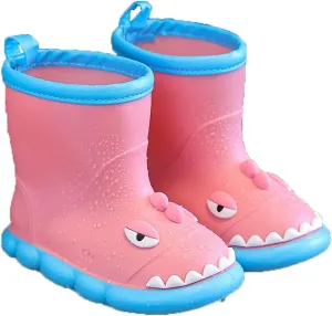 Toddler Waterproof Rain Boots Kids Rubber Boots Cute 3D Dinosaur Pull on Rainboots Boys Girls Water Baby Girl Boots