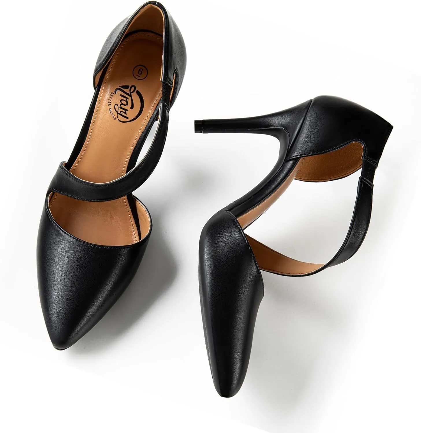 Trary Heels for Women Dress Closed Pointed Toe Stilettos High Heels Comfortable D'Orsay Pumps with Elastic Straps Sexy Slip On Shoes for Work Office Wedding Party