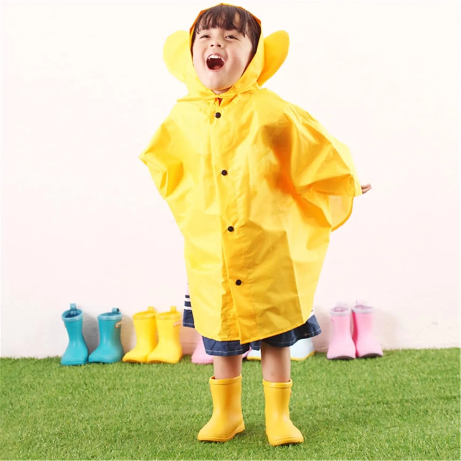 Unisex-Child Solid Rain Boots Baby Kids Easy On Rain Shoes Boots For Toddler Little Kid Lightweight Rainy Boys Boots