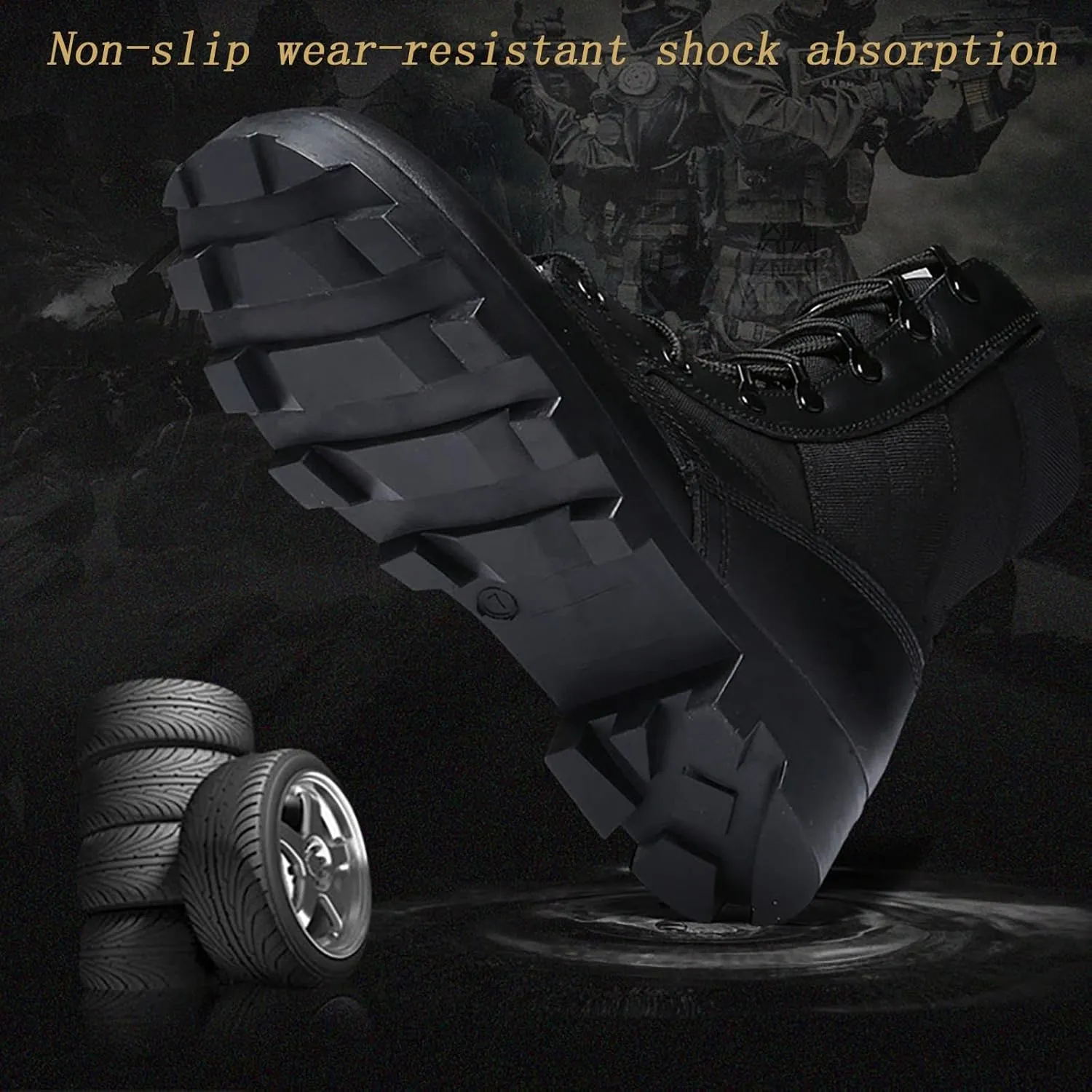 Waterproof Hiking Work Boots, Four Seasons Comfort Durable Men's High Top Outdoor Non-slip Desert Boots, for Lace-up Sports Durable Breathable Hiking Shoes
