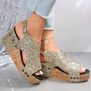 Wedge Sandals For Women 2025 Platform Sandals Ankle Strap Open Toe Espadrilles Dressy High Heeled Wedges With Adjustable Buckle Comfortable Casual Ladies Boho Summer Beach Shoes