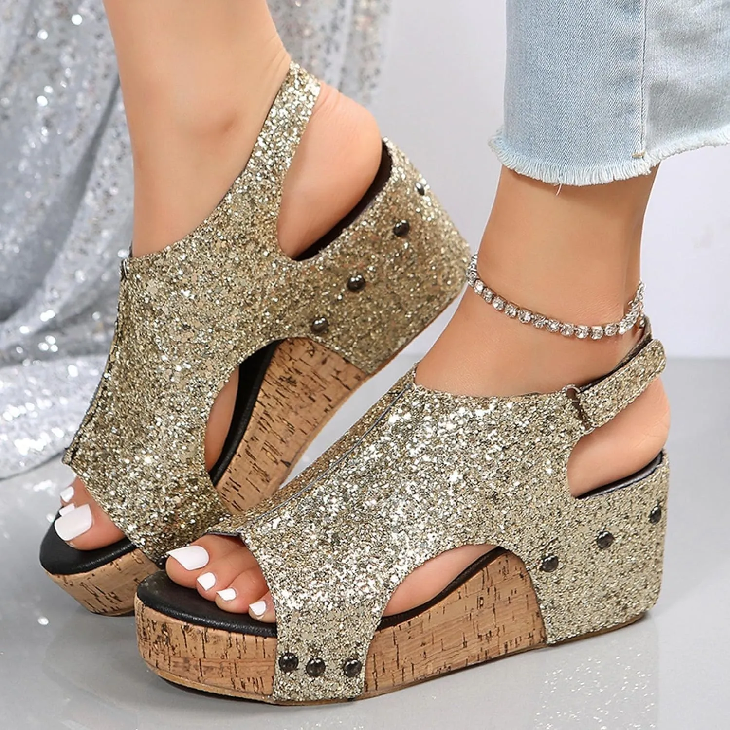 Wedge Sandals For Women 2025 Platform Sandals Ankle Strap Open Toe Espadrilles Dressy High Heeled Wedges With Adjustable Buckle Comfortable Casual Ladies Boho Summer Beach Shoes