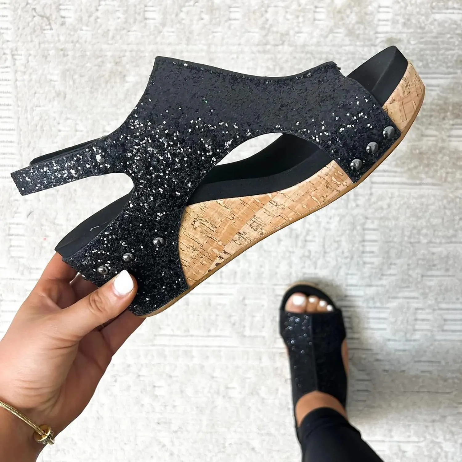Wedge Sandals for Women Dressy Espadrille Wedge Sandals Ankle Strap Buckle Platform Sandals Open Toe Wedges Arch Support Shoes Casual Summer Bohemian Shoes