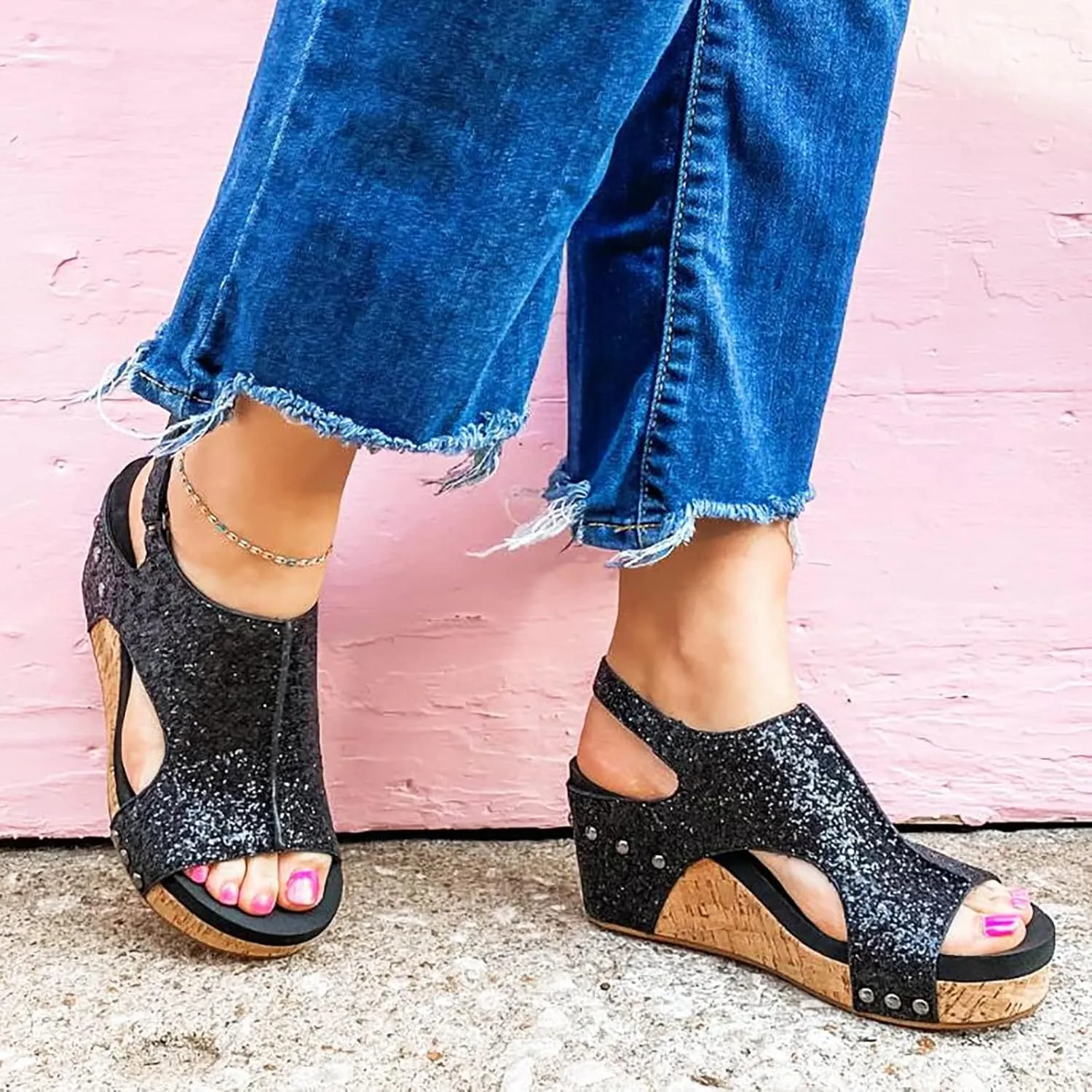 Wedge Sandals for Women Dressy Espadrille Wedge Sandals Ankle Strap Buckle Platform Sandals Open Toe Wedges Arch Support Shoes Casual Summer Bohemian Shoes