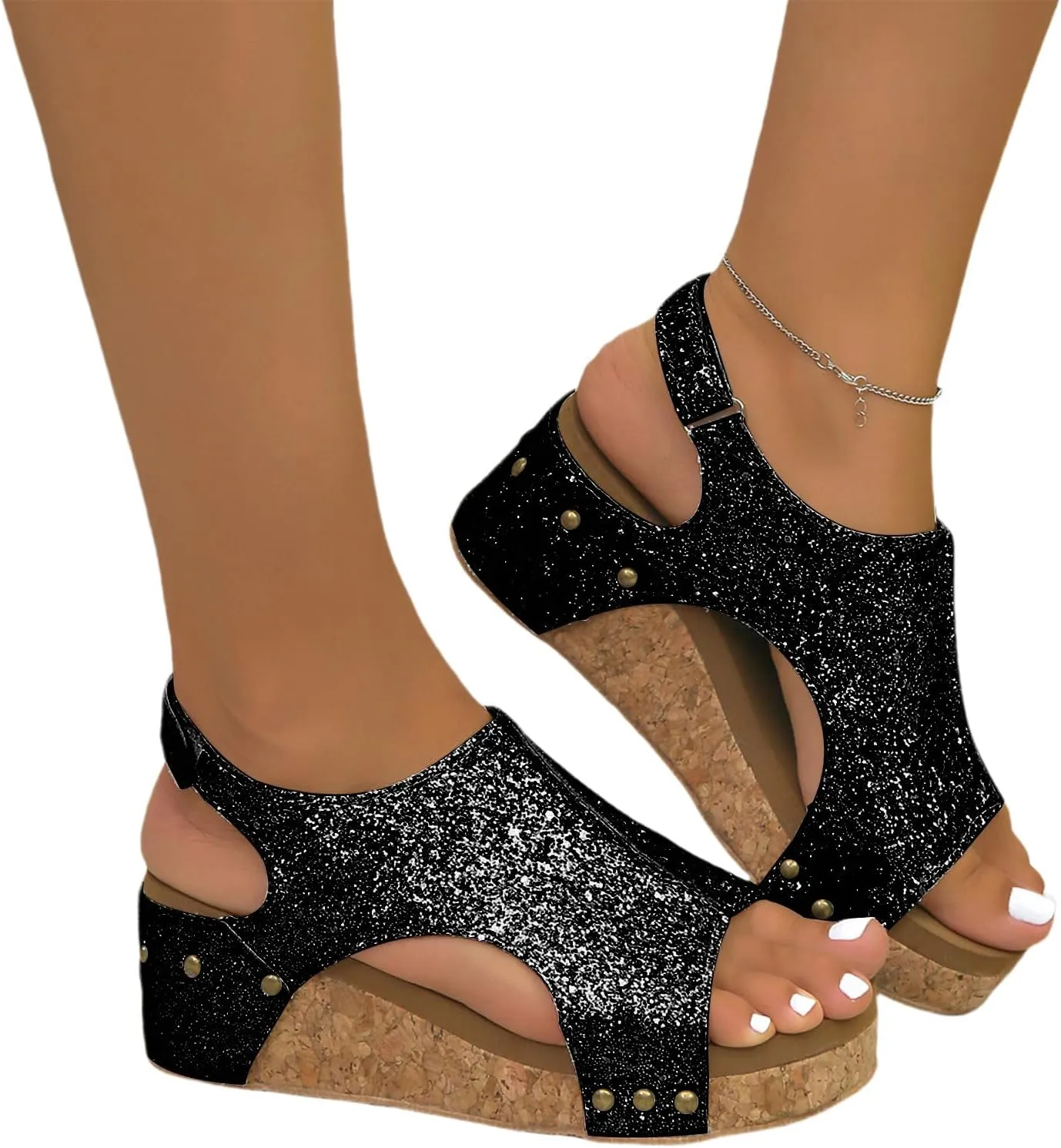 Wedge Sandals for Women Dressy Espadrille Wedge Sandals Ankle Strap Buckle Platform Sandals Open Toe Wedges Arch Support Shoes Casual Summer Bohemian Shoes