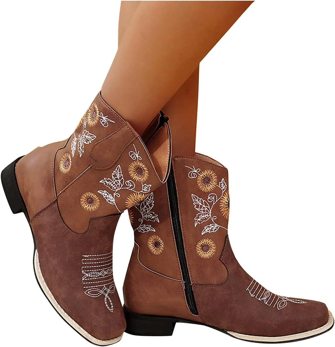 Wide Women's Ankle Boots Thick Heel Low Heeled Booties for Women Womens Booties Wide Width Foot Leather Ankle Boots for Women Size 12 Brown Leather Booties for Women High Heel Red Heel Booties Women Ankle Boots