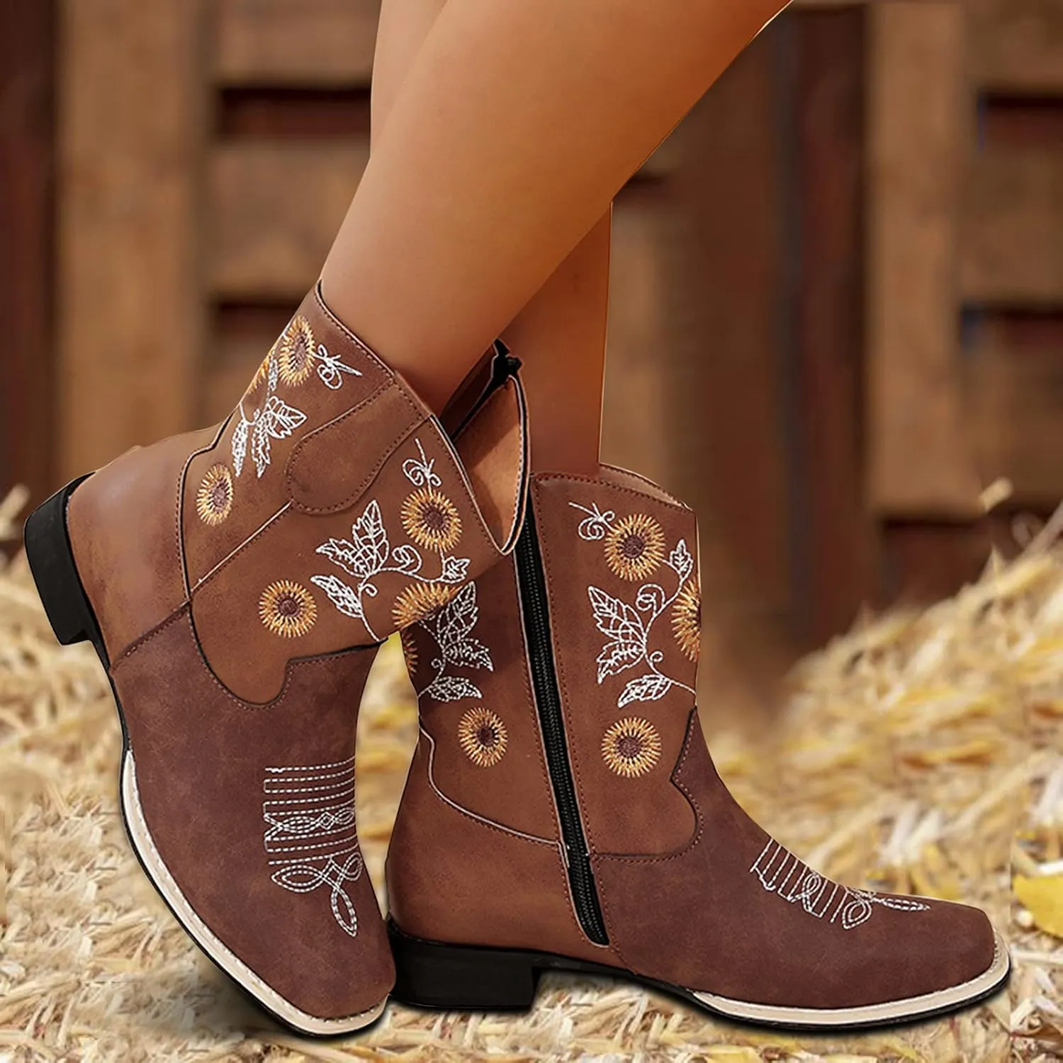 Wide Women's Ankle Boots Thick Heel Low Heeled Booties for Women Womens Booties Wide Width Foot Leather Ankle Boots for Women Size 12 Brown Leather Booties for Women High Heel Red Heel Booties Women Ankle Boots