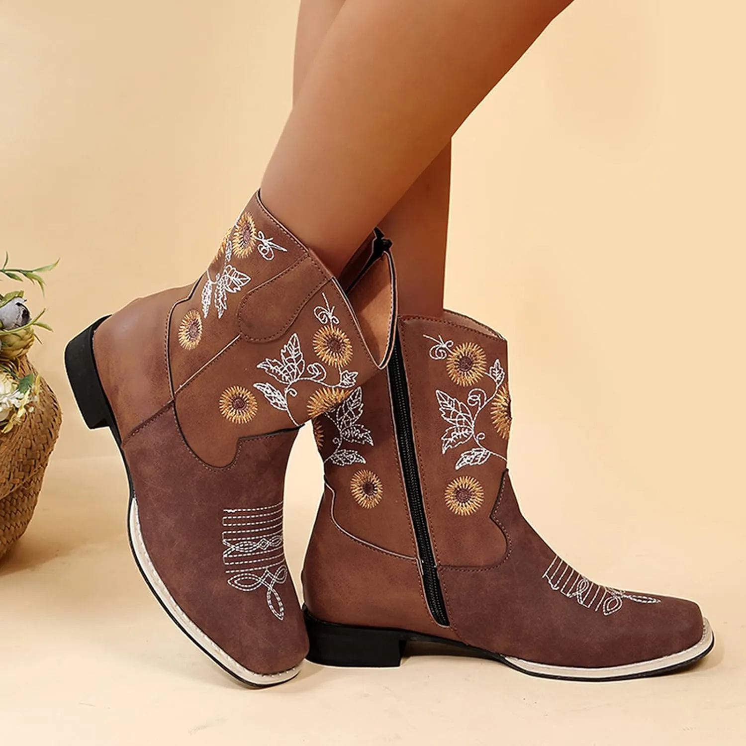 Wide Women's Ankle Boots Thick Heel Low Heeled Booties for Women Womens Booties Wide Width Foot Leather Ankle Boots for Women Size 12 Brown Leather Booties for Women High Heel Red Heel Booties Women Ankle Boots