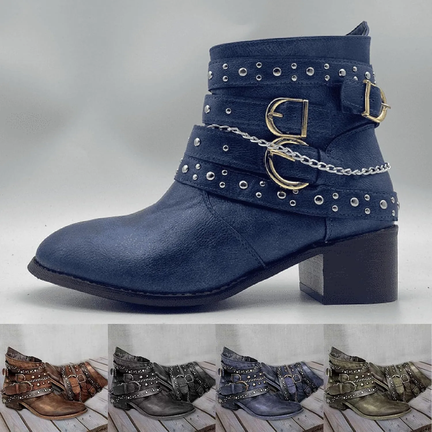 Winter Boots for Women Ankle Black Flat Booties Boho Boots for Women Womens Work Boot Solid Color Comfy Casual Lug Sole Low Heel Chelsea Fashion