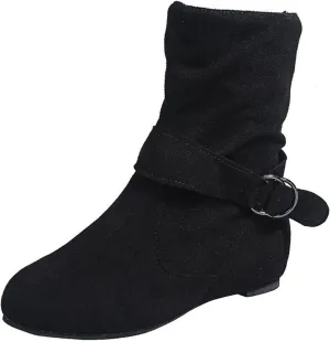 Women Booties Woman Cowboy Boots Silver Boots Dress Women Low Heel Womens Fall Booties and Ankle Boots Wedges Womens Black Square Toe Low Heel Ankle Boots