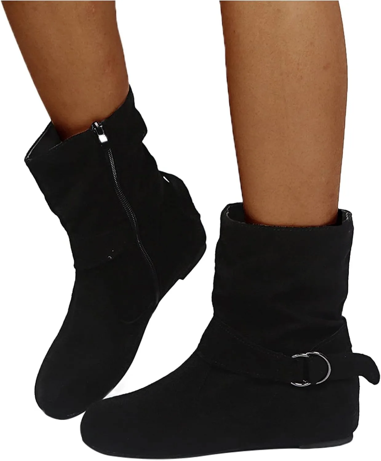 Women Booties Woman Cowboy Boots Silver Boots Dress Women Low Heel Womens Fall Booties and Ankle Boots Wedges Womens Black Square Toe Low Heel Ankle Boots
