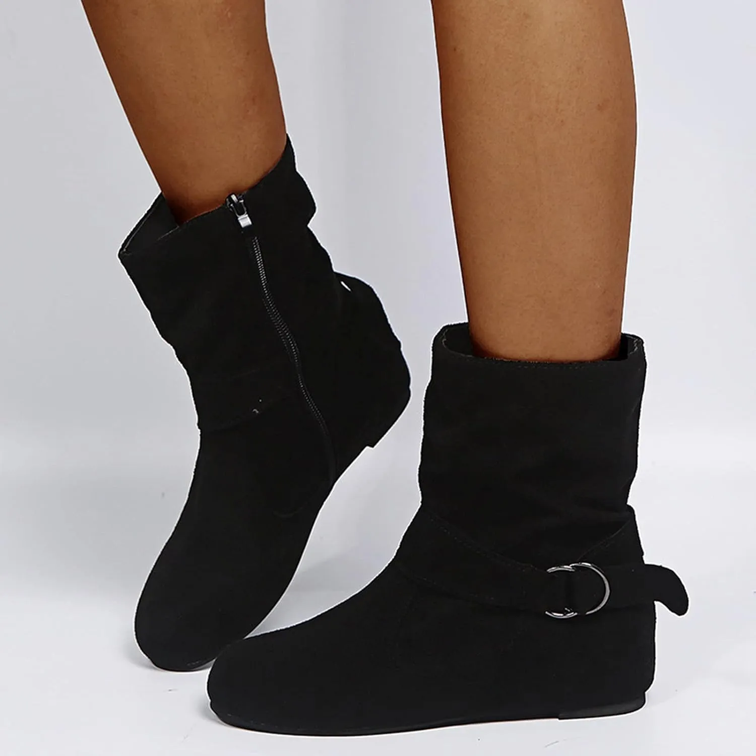 Women Booties Woman Cowboy Boots Silver Boots Dress Women Low Heel Womens Fall Booties and Ankle Boots Wedges Womens Black Square Toe Low Heel Ankle Boots