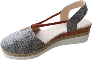 Women Orthopedic Wedge Sandals Summer Dressy Closed Toe Espadrille Wedge Heels Sandals Comfortable Wide Width Non Slip Shoes with Adjustable Ankle Strap Metal Buckle Indoor Outdoor