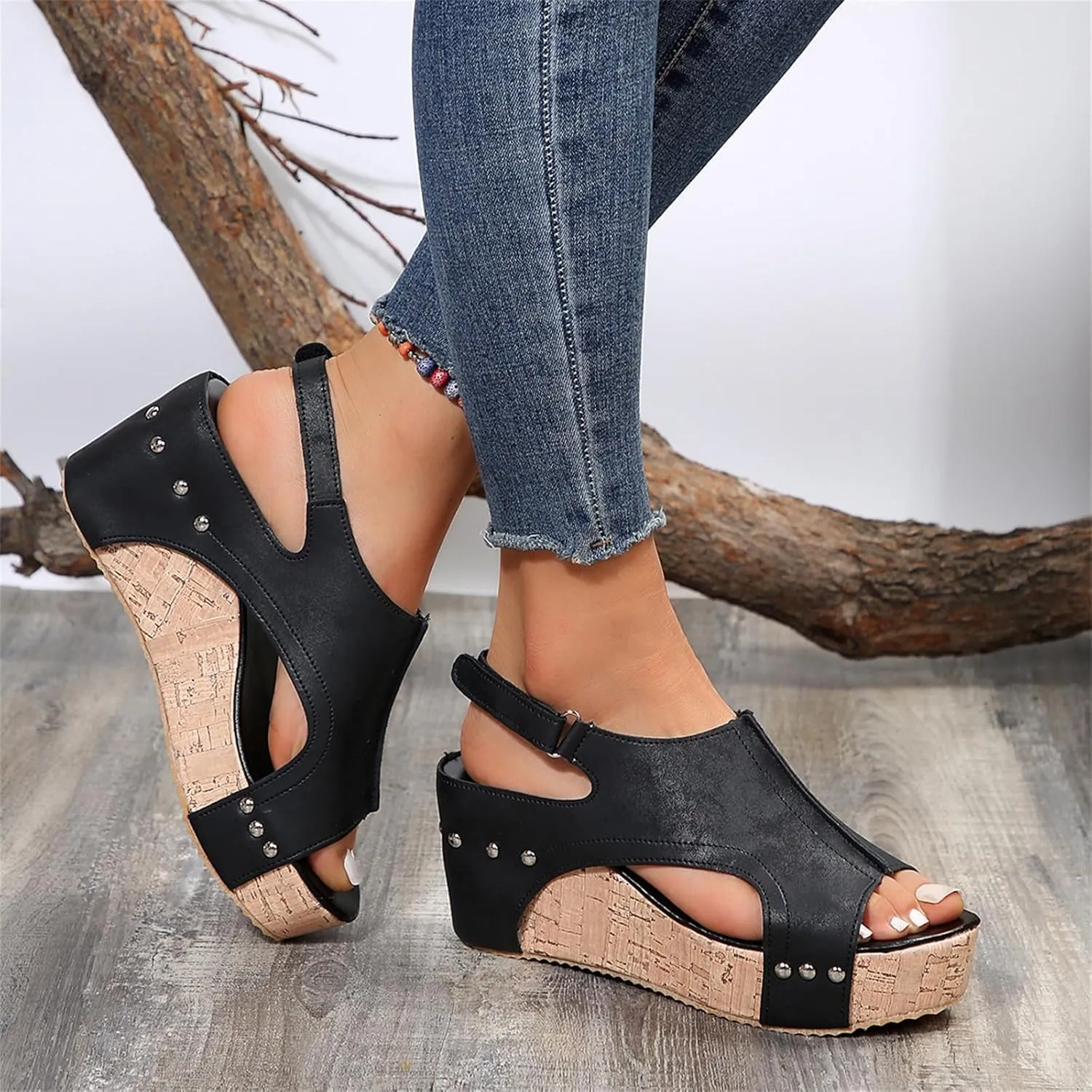 Women Sandals Comfortable Dressy Wedge Platform Sandals Low Heel Open Toe Ankle Strap Slip on Casual Summer Dress Shoes 2024
