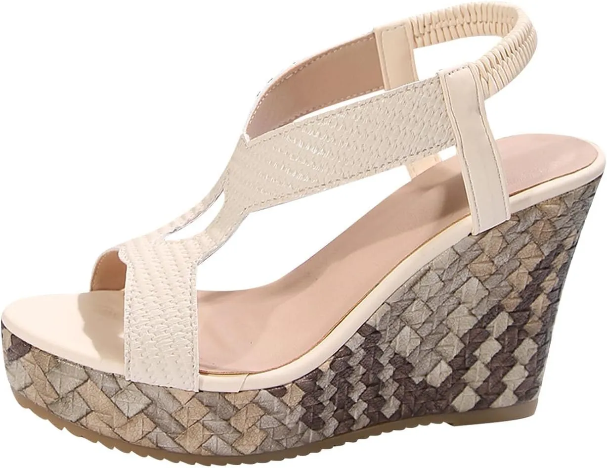 Women Width Wedge Sandals 2025 Spring Summer Shoes Casual Dressy Platform Styles Wide Feet Carley Wedges Ladies Corky Summer Espadrilles Mid Heel Leather Buckle Open Toe Ankle Strap Sandal