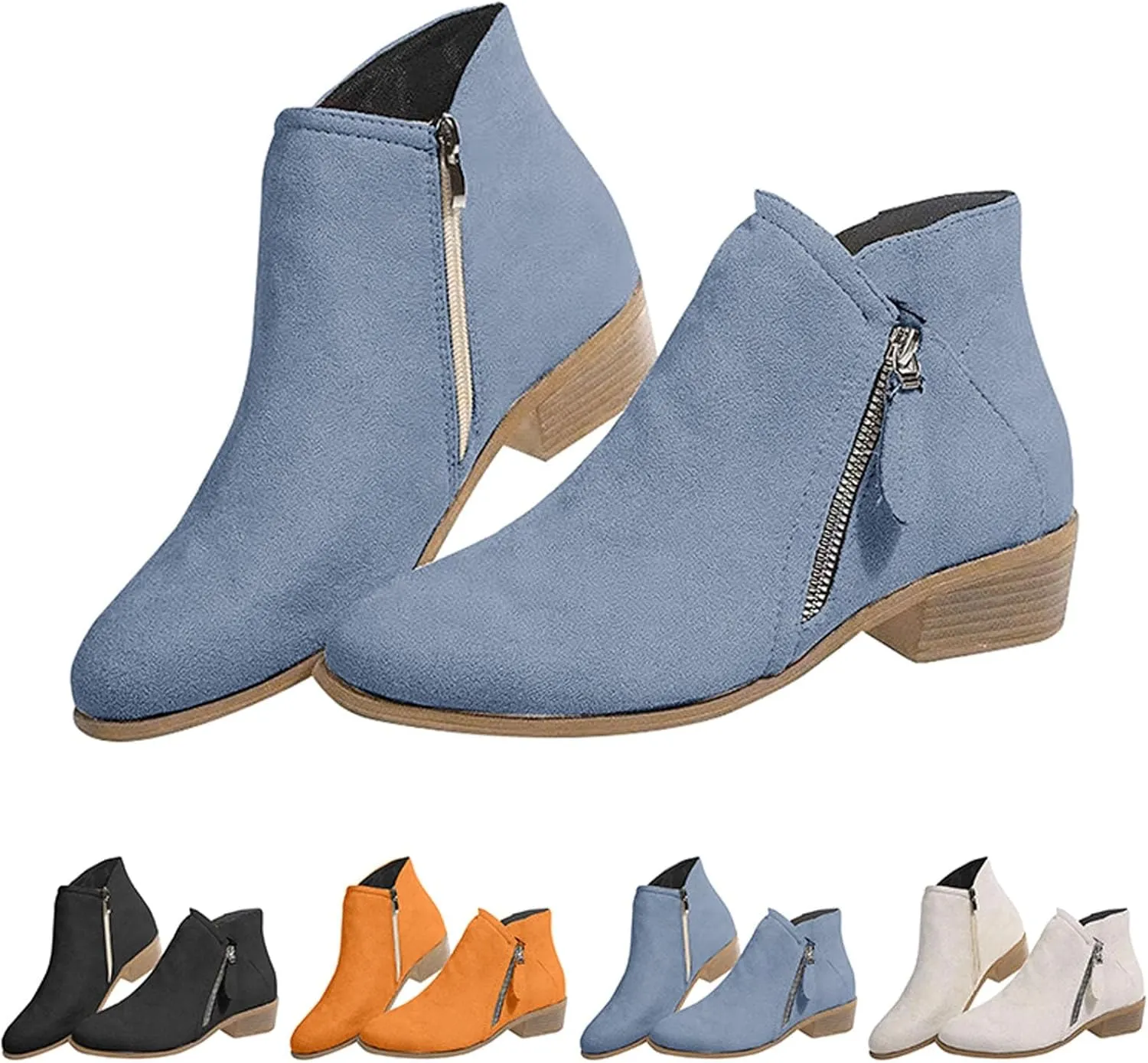 Women's Ankle Boots & Booties Low Heel Booties Short Boots for Women Hiking Boot Laces Men Comfy Casual Closed Back Chunky Low Heel Classic Pointed Toe