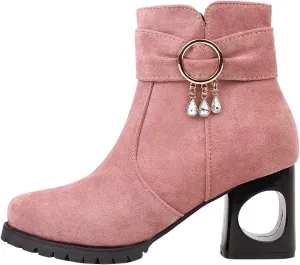 Womens Ankle Boots Women Booties Low Heel Womens Cowgirl Boots Square Toe Dress Shoes for Women Closed Back Lightweight Breathable Lug Sole Low Heel Chelsea Fashion