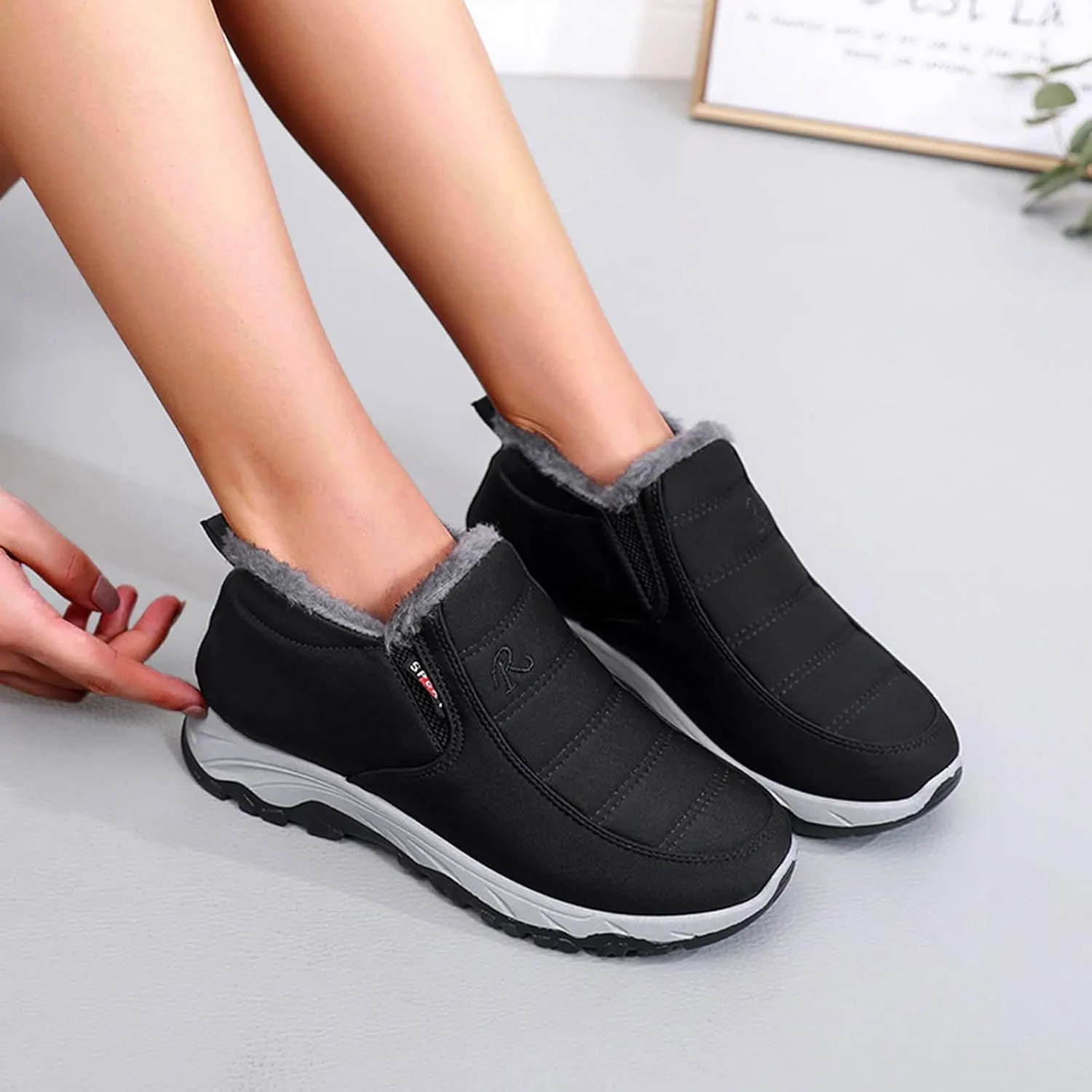 Women's Ankle Snow Boots Low Heel Ankle Snow Booties for Women Winter Boots for Women Ankle Booties Boots for Snowboard Botas Invierno Nieve Para Mujer